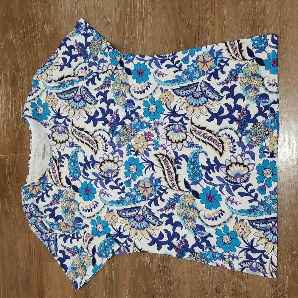 (L) Talbots Paisley Floral Abstract Pattern Colorful Bright Casual Weekend Work